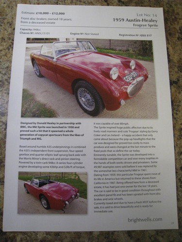 1959 austin healey frogeye - austin,