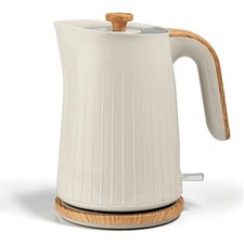 Asda George Home Fast Boil Kettle Style Cream & Wood 1.7L 3000w, Damaged Box