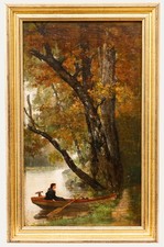 Robert Arthur (1850-1914) - 1876 Oil, Girl in a Rowing Boat