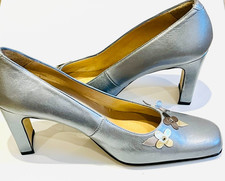 Vicki Beth Ladies Metallic Silver Leather Court Shoes Size UK 6.5/39
