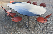 Italian Designer Large Glass Dining Table 8 Zanotta Chairs  FREE GB Delivery??