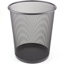 Mesh Waste Paper Bin Metal Wire Rubbish Basket for Office Bedroom - Black