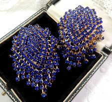 Stunning Statement Sapphire Blue Rhinestone Drop Earrings Wedding Party ?