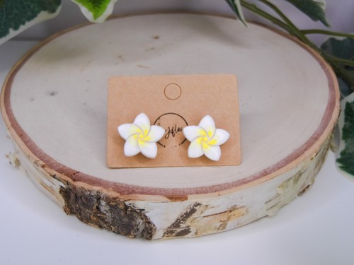 White flower studs - studs, plumeria