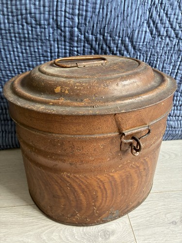 Vintage antique metal hat - hat, box