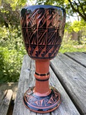 Goblet - American, handmade wine goblet  Pottery glazed 20.5cm high.