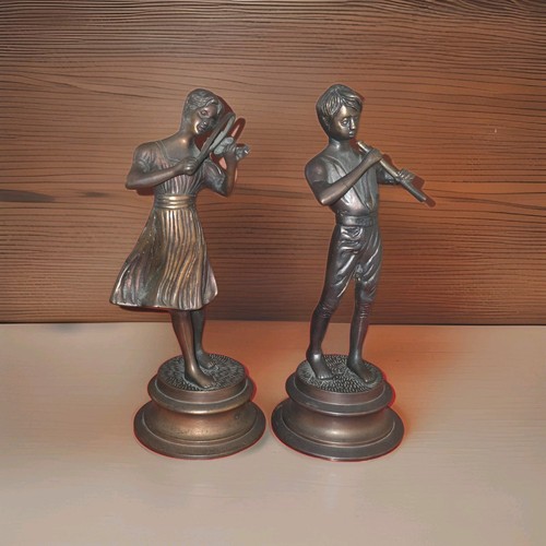 Pair bronze statues - of, statues,