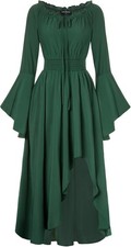 Womens Medieval Dress Off Shoulder Long Sleeve Irregular Hem Gothic Maxi Dress