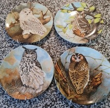 X4 Coalport Fine Bone China Limited Edition Owl Plates 
