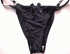 Sexy Black Slippery Feel Bikini Style Panties Knickers Sissy TV CD 32" - 42"