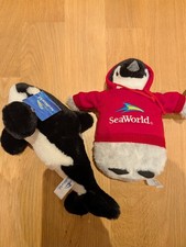 SeaWorld plush toys (X2). Brand new. Tags attached. Penguin, dolphin. Soft toys 