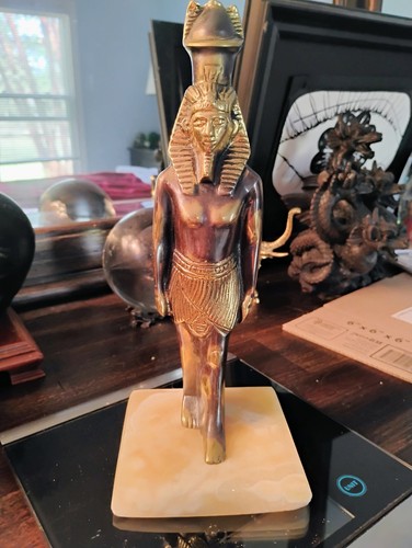 Brass pharaoh statue stone - brass,