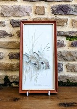 Mads stage Danish 70s framed matted print Hares harekelinger 24x13