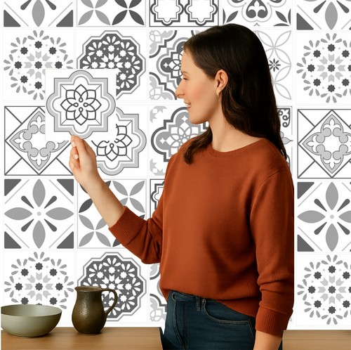 Tile stickers grey - tile, x