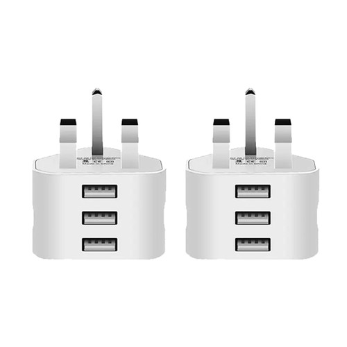 2pc 3pin mains wall - mains, usb
