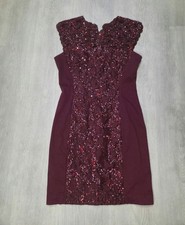 French Connection Burgundy Sequin Dress Christmas Party NYE Sparkle Mini Size 12