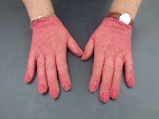 Pink Mesh Ladies Gloves Art-Deco 1930s WW2 1940s 1950s Great Condition