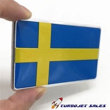 Sweden Flag Badge - Brushed Aluminium Swedish Car Emblem 93 95 900 T5 V60 V90 XC