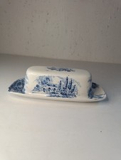 Countryside Enoch Wedgewood Butter Dish Blue England - 20cm Width 