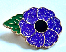 Animals at War Poppies Day Purple Flower Lapel Badge Brooch Brand New