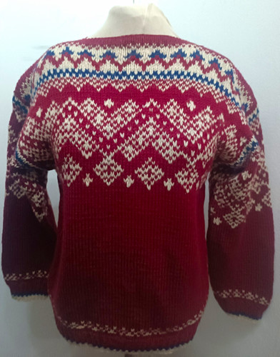 Hand knitted red fair isle - red,