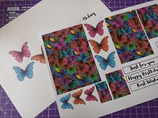 1 layered decoupage card topper and matching insert kit, Butterflies, Rectangle