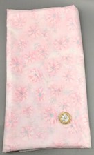 Vintage Pale Pink Floral Polycotton? Fabric Remnant -112cm x 63cm Widening to 87