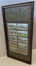 VINTAGE FRAMED CIGARETTE CARDS JOHN PLAYER & SONS HORSE RACING HUNTING SPORTS