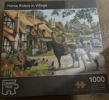 Corner Piece Puzzles 'Horse Riders in Village' 500 Piece Jigsaw Puzzle