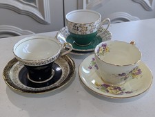 Three Sets Of Vintage Tea Cups And Saucers By Aynsley And Gladstone Bone China