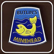 BUTLINS HOLIDAY CAMP MINEHEAD FISH METAL PIN BADGE