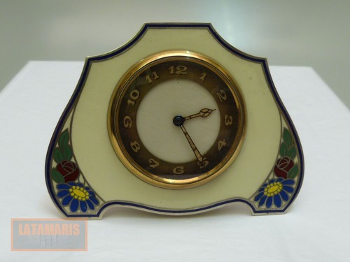 Art deco table clock silver - clock,