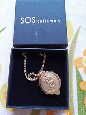 Ladys Mens Stainless Steel SOS Talisman Necklace - Medical Record. Gold Tone 
