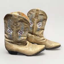 Sonora Double H Cowboy Boots Floral Embroidered Western Tan Leather Sz 10M Fall