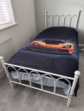 Metal Single Bed White Flat Packed Great Condition