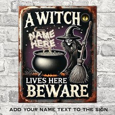 Personalised Witch Beware Sign