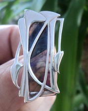 Scottish Silver Art Nouveau Brooch - Pat Cheney / John Ditchfield Glass 1980s