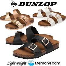 Ladies Memory Foam Sandals Strappy Wide Sliders Comfort Holiday Buckle Flat Shoe
