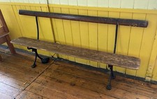 Antique Church Pew railway  Bench Oak Seating With Cast Iron Base