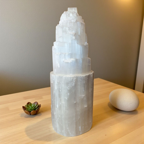 Natural selenite tower lamp - natural,