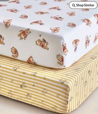 Set Of 2 Disney Winnie The Pooh Cot bed Bedding Fitted Sheet 100%Cotton 70x140cm