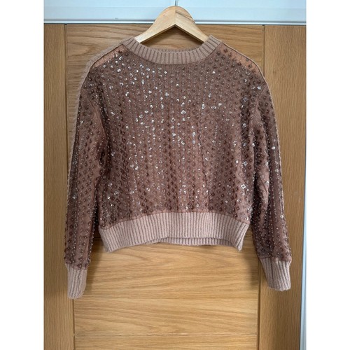 Zara sequin mesh jumper nude