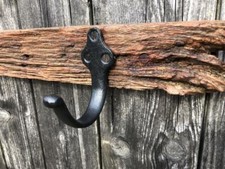 RUSTIC VINTAGE COAT RACK 2 HOOKS HANDMADE WITH OLD OAK FENCE POSTS FROM OUR FARM