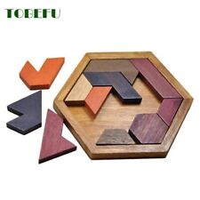 Wooden Geometric Shape Jigsaw Board Puzzles Kids Brain Teaser