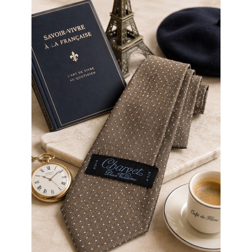 Charvet brown blue dot - dot, 100%