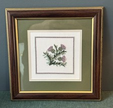 VTG Thistle Cross Stitch Picture Framed Scottish Castle Decor Cosy Cottage