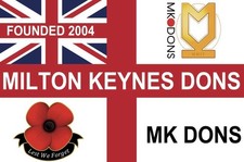 Mk Dons Flag 5ft by 3ft -milton Keynes Football Club Flag Brand New Large