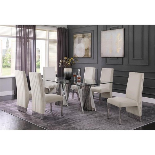 Clear glass dining set with - clear,