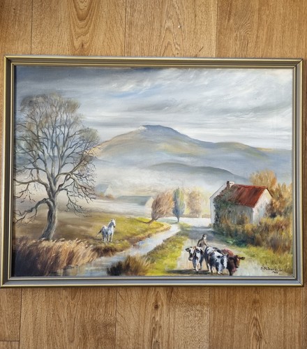 Vintage framed oil painting - vintage,