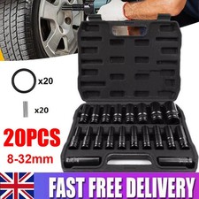 20Pcs Deep Impact Socket Set 1/2 Inch Drive Metric 8 - 32mm UK